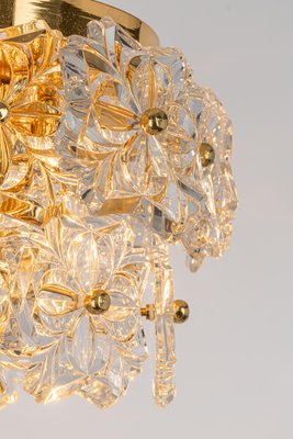 Stunning Petite Flush Mount Brass and Crystal Glass by Sölken, Germany, 1970s-UGR-1294404