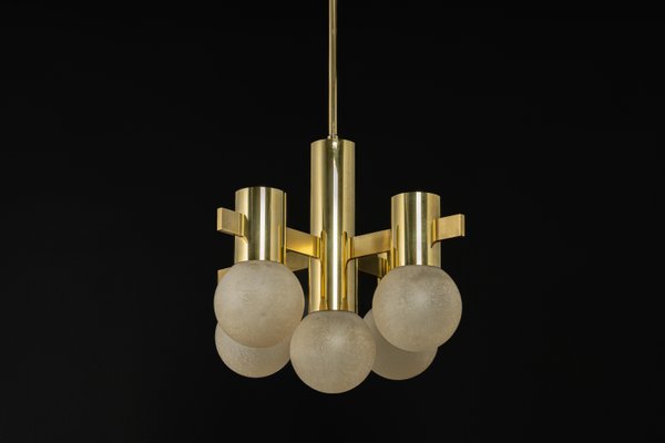 Stunning Sciolari Brass Chandelier, Italy, 1960s-UGR-1301194