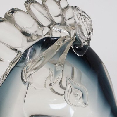 Stylized Murano Horse Head Sculpture in Sommerso Glass-KJP-1149356