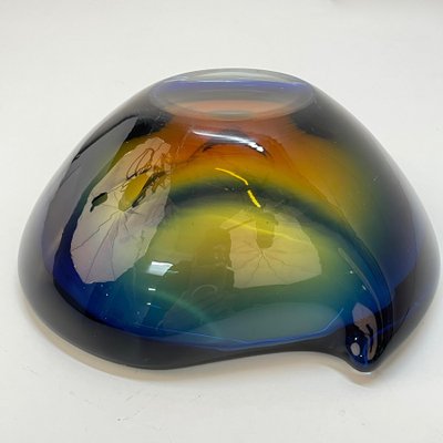 Submerged Murano Glass Ashtray or Bowl in Amber & Blue by Flavio Poli, Italy, 1960s-JDR-1125434