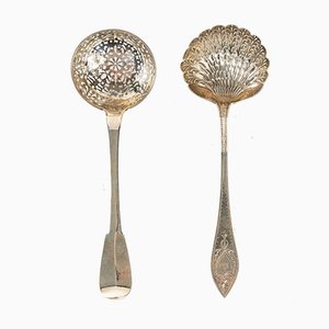 Sugar Sprinkling Spoons in Solid Silver, 19th Century, Set of 2-UQL-1015763