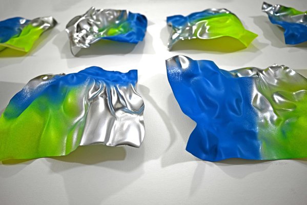 Sumit Mehndiratta, Metallic Waves 4, 2023, Spray Paint on Upcycled Plastic, Set of 8-CHG-2036887