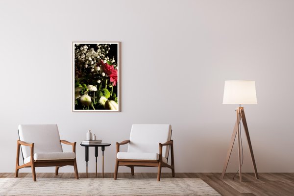 Summer Flowers Bouquet on Black Background, 2022, Giclée Print-RWC-1307028