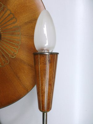 Sunburst Wall Light in Wood & Brass from Temde, 1950s-EY-2036245