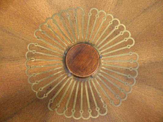 Sunburst Wall Light in Wood & Brass from Temde, 1950s-EY-2036245