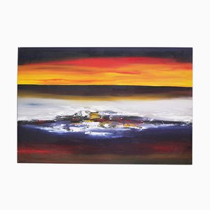 Sunset Landscape, 2000s, Canvas Painting-KNM-1004426