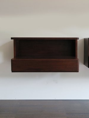 Suspended Wooden Bedside Cabinets, Italy, 1960s, Set of 2-CC-936060