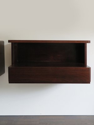 Suspended Wooden Bedside Cabinets, Italy, 1960s, Set of 2-CC-936060