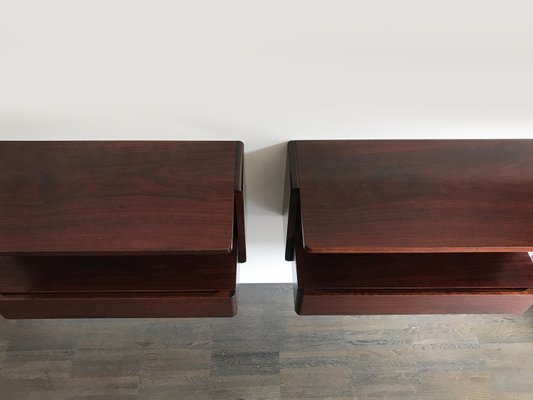 Suspended Wooden Bedside Cabinets, Italy, 1960s, Set of 2-CC-936060