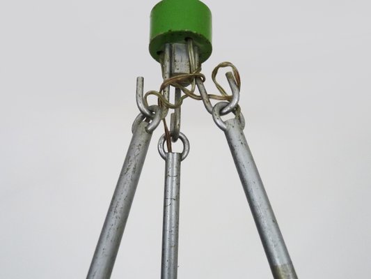 Suspension in Green Metal and Transparent Globe, 1970s-MZP-2034918