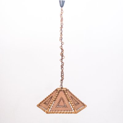 Suspension Lamp in Bamboo and Leather, Italy, 1970s-UPW-1736439