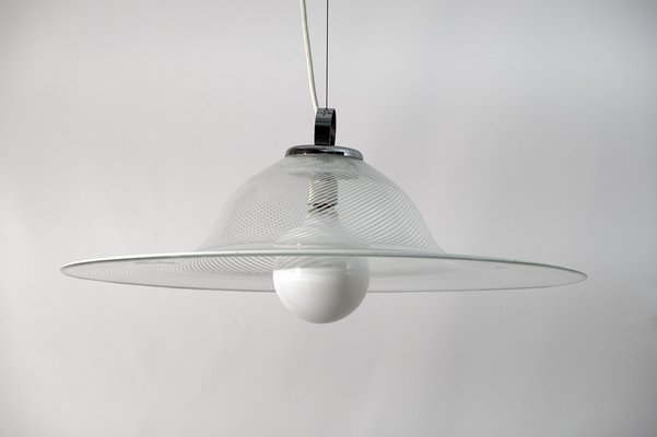 Suspension Lamp in Spiral Murano Glass, Italy, 1970s-FER-1387891