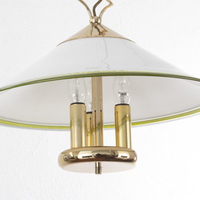 Suspension Lamp in White Murano Glass with Yellow, Green and Galvanic Gold Finishes, Italy, 1980s-MPO-1259469