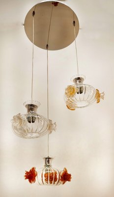 Suspension Light in Murano Glass with Colored Roses-QLH-1799238