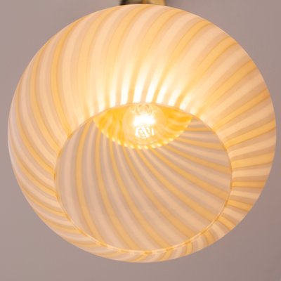 Suspension Light in Satin Glass with White and Amber Stripes, Italy-MPO-1361966