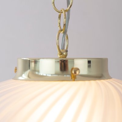 Suspension Light in Satin Glass with White & Turquoise Lines, Italy-MPO-1361974