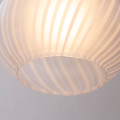 Suspension Light in Satin Glass with White & Turquoise Lines, Italy-MPO-1361974