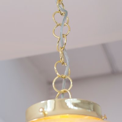 Suspension Light with White Milk Glass Sphere & Decoration, Italy-MPO-1361978