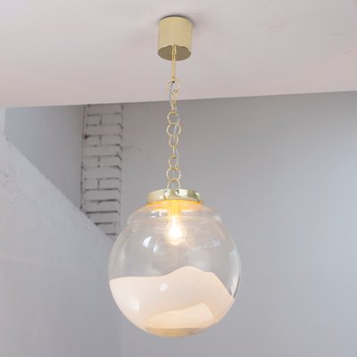 Suspension Light with White Milk Glass Sphere & Decoration, Italy-MPO-1361978