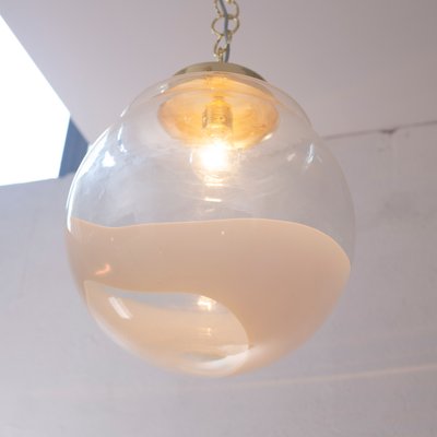 Suspension Light with White Milk Glass Sphere & Decoration, Italy-MPO-1361978