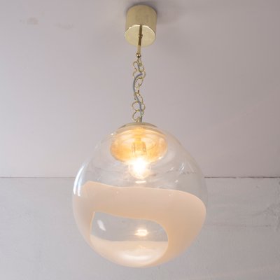 Suspension Light with White Milk Glass Sphere & Decoration, Italy-MPO-1361978