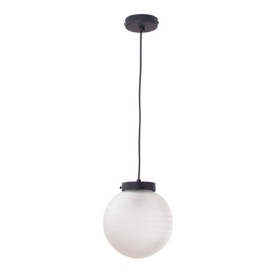 Suspension Light with White Murano Glass Sphere with White Striped Decoration, Italy, 1980s-MPO-1427693