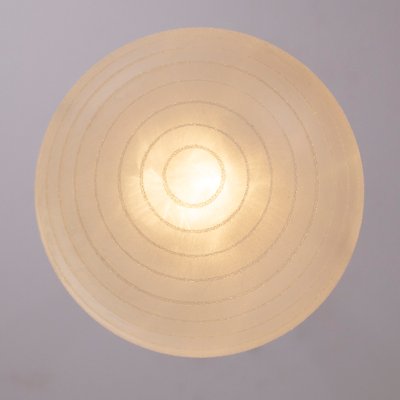 Suspension Light with White Murano Glass Sphere with White Striped Decoration, Italy, 1980s-MPO-1427693