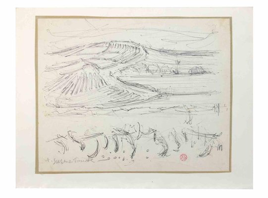 Suzanne Tourte, Landscape, Ink Drawing, 1940s-ZCI-2030136