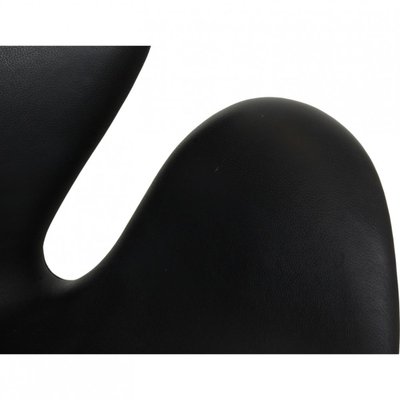 Swan Chair in Black Aura Leather by Arne Jacobsen, 2000s-MTD-2017019