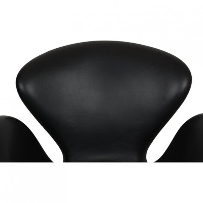 Swan Chair in Black Aura Leather by Arne Jacobsen, 2000s-MTD-2017019