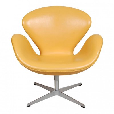 Swan Chair in Yellow Leather by Arne Jacobsen for Fritz Hansen, 2000s-MTD-1400579