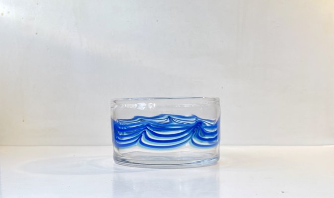 Sweden Blue Waves Art Glass Bowl from Johansfors-LCR-1320306