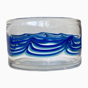 Sweden Blue Waves Art Glass Bowl from Johansfors-LCR-1320306