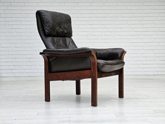 Swedish Adjustable Brown Leather Armchair by Göte Möbler, 1970s-TMW-1703529