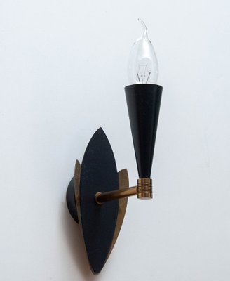 Swedish Black and Brass Wall Lights, 1950s, Set of 2-JE-1812581