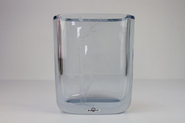 Swedish Blue Crystal Vase by Asta Strömberg for Strömbergshyttan, 1950s-WIX-1700379