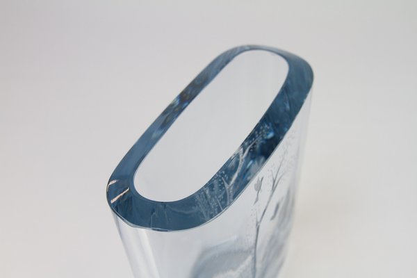 Swedish Blue Crystal Vase by Asta Strömberg for Strömbergshyttan, 1950s-WIX-1700379