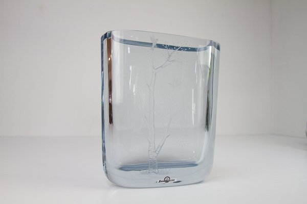 Swedish Blue Crystal Vase by Asta Strömberg for Strömbergshyttan, 1950s-WIX-1700379