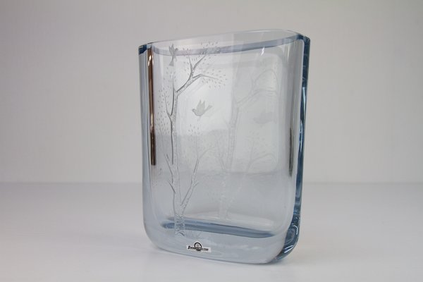 Swedish Blue Crystal Vase by Asta Strömberg for Strömbergshyttan, 1950s-WIX-1700379