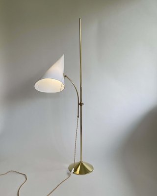 Swedish Brass Adjustable Witches Hat Floor Lamp, 1950s-OE-1801581