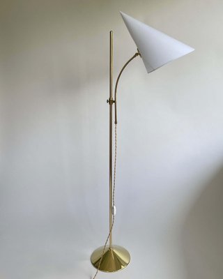 Swedish Brass Adjustable Witches Hat Floor Lamp, 1950s-OE-1801581