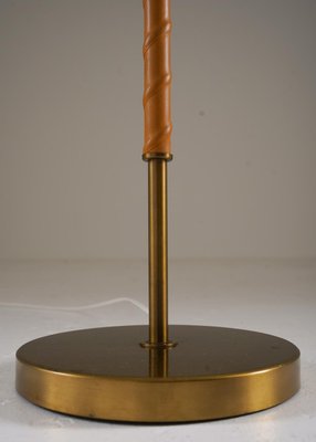 Swedish Brass and Leather Floor Lamp attributed to Böhlmarks, 1950s-FM-2035116