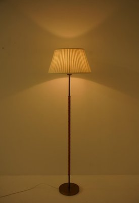 Swedish Brass and Leather Floor Lamp attributed to Böhlmarks, 1950s-FM-2035116