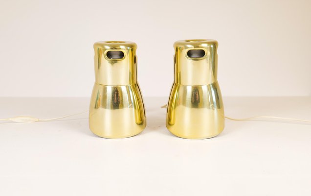 Swedish Brass and Stained Wood Wall Lamps by Hans-Agne Jakobsson, 1970s, Set of 2-UYK-1073630