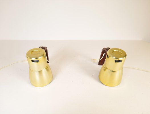 Swedish Brass and Stained Wood Wall Lamps by Hans-Agne Jakobsson, 1970s, Set of 2-UYK-1073630