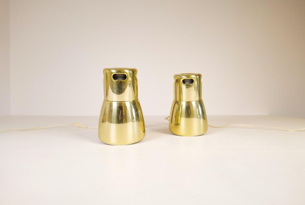 Swedish Brass and Stained Wood Wall Lamps by Hans-Agne Jakobsson, 1970s, Set of 2-UYK-1073630