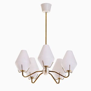 Swedish Brass Chandelier from Asea, 1950s-QU-1706891