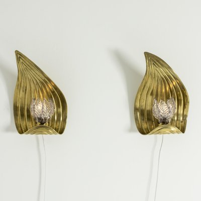 Swedish Brass Wall Lamps, Set of 2-NL-847370