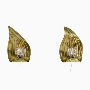 Swedish Brass Wall Lamps, Set of 2-NL-847370