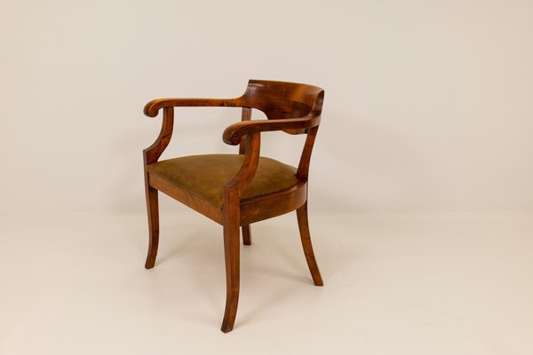 Swedish Brown Desk Chair in Birch & Mahogany, Sweden, 1920s-UYK-1120408